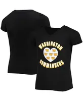 Big Girls New Era Black Washington Commanders V-Neck T-shirt