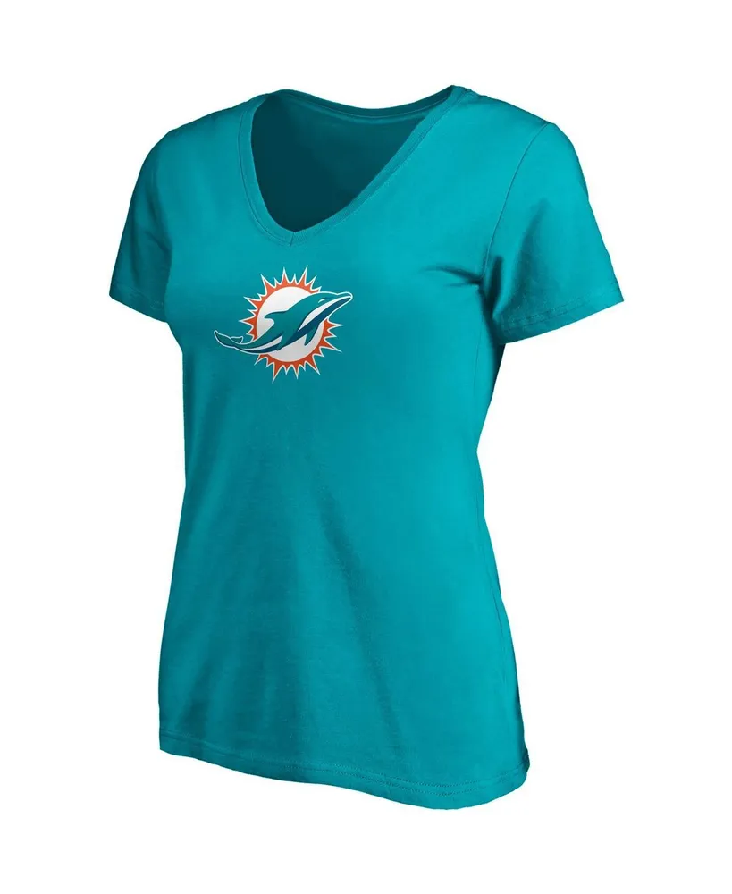 Women's Fanatics Tua Tagovailoa Aqua Miami Dolphins Player Icon Name and Number V-Neck T-shirt