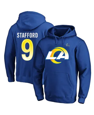 Men's Fanatics Matthew Stafford Royal Los Angeles Rams Super Bowl Lvi Big and Tall Name and Number Pullover Hoodie