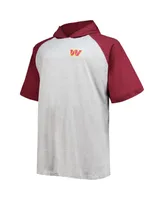 Men's Fanatics Heathered Gray, Burgundy Washington Commanders Big and Tall Raglan Pullover Short Sleeve Hoodie