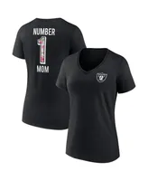 Women's Fanatics Black Las Vegas Raiders Plus Size Mother's Day #1 Mom V-Neck T-shirt