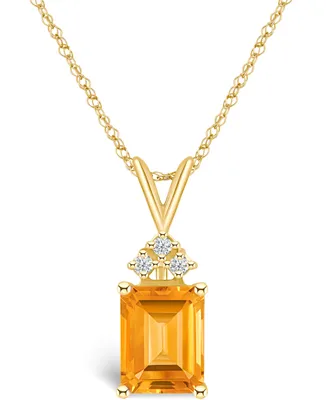 Citrine (2-1/4 ct. t.w.) and Diamond (1/10 Pendant Necklace 14k White Gold or Yellow