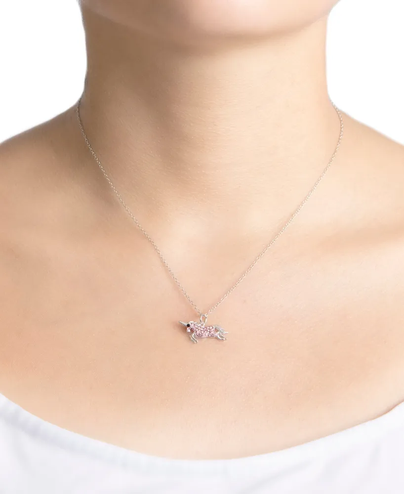 Giani Bernini Crystal Unicorn Pendant Necklace (0.11 ct. t.w.) in Sterling Silver