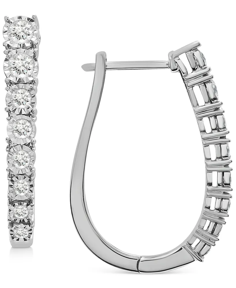 Wrapped in Love Diamond Graduated Oval Hoop Earrings (1 ct. t.w.) in Sterling Silver, Created for Macy's