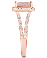 Macy's Morganite (1-3/8 ct. t.w.) and Diamond (1/2 Halo Ring 14K Rose Gold