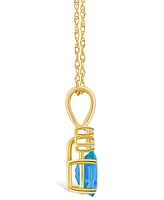 Blue Topaz (1 ct. t.w.) and Diamond Accent Pendant Necklace 14K White Gold or