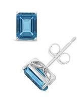 Macy's London Topaz (4 ct. t.w.) Stud Earrings in 14K White Gold