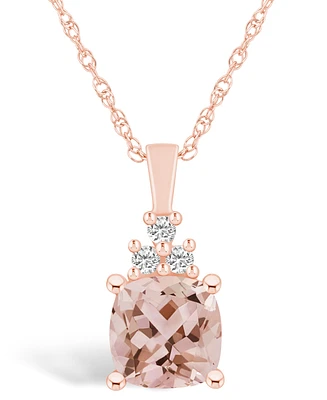 Macy's Morganite (2 Ct. T.w.) and Diamond (1/10 Ct. T.w.) Pendant Necklace in 14K Rose Gold