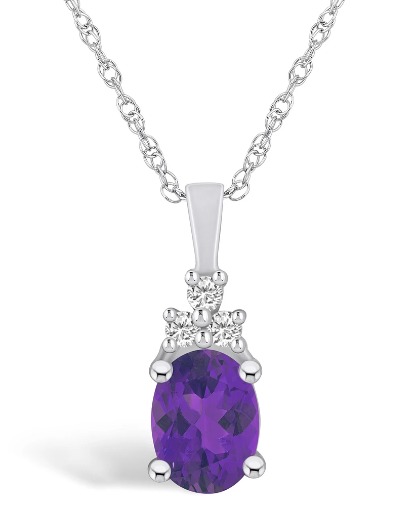 Macy's Amethyst (1-1/5 Ct. T.w.) and Diamond (1/10 Ct. T.w.) Pendant Necklace in 14K Gold