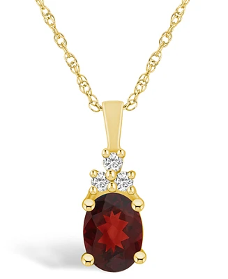 Macy's Garnet (1-1/2 Ct. T.w.) and Diamond (1/10 Ct. T.w.) Pendant Necklace in 14K Yellow Gold