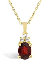 Macy's Garnet (1-1/2 Ct. T.w.) and Diamond (1/10 Ct. T.w.) Pendant Necklace in 14K Yellow Gold