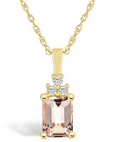 Macy's Morganite (1-3/8 Ct. T.w.) and Diamond (1/10 Ct. T.w.) Pendant Necklace in 14K Yellow Gold