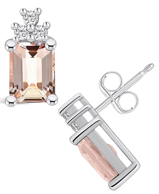 Macy's Morganite (2-3/4 Ct. T.w.) and Diamond (1/5 Ct. T.w.) Stud Earrings in 14K Gold