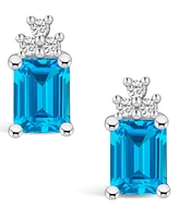 Macy's Topaz (4 ct. t.w.) and Diamond (1/5 ct. t.w.) Stud Earrings in 14K Gold