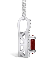 Macy's Garnet (1-1/2 Ct. T.w.) and Diamond (1/4 Ct. T.w.) Halo Pendant Necklace in 14K Gold