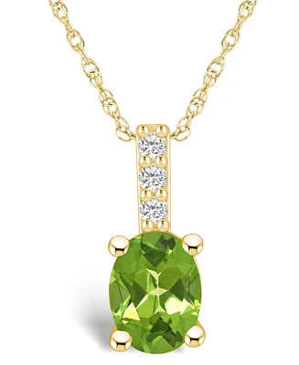 Macy's Peridot (1-1/3 Ct. T.w.) and Diamond Accent Pendant Necklace in 14K Yellow Gold