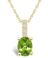 Macy's Peridot (1-1/3 Ct. T.w.) and Diamond Accent Pendant Necklace in 14K Yellow Gold