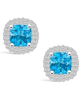 Macy's Topaz (2-1/2 ct. t.w.) and Diamond (3/8 ct. t.w.) Halo Stud Earrings in 14K Gold