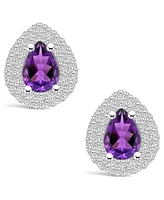 Macy's Amethyst (1-1/3 ct. t.w.) and Diamond (5/8 ct. t.w.) Halo Stud Earrings in 14K Gold