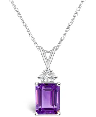 Amethyst (2-1/4 ct. t.w.) and Diamond (1/10 ct. t.w.) Pendant Necklace in 14K Gold or 14K White Gold