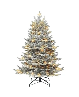 4.5' Pre-Lit Flocked Royal Majestic Douglas Fir Downswept Tree with 250 Underwriters Laboratories Clear Incandescent Lights, 1754 Tips