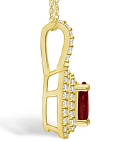 Macy's Garnet (1-1/10 Ct. T.w.) and Diamond (3/8 Ct. T.w.) Halo Pendant Necklace in 14K Yellow Gold
