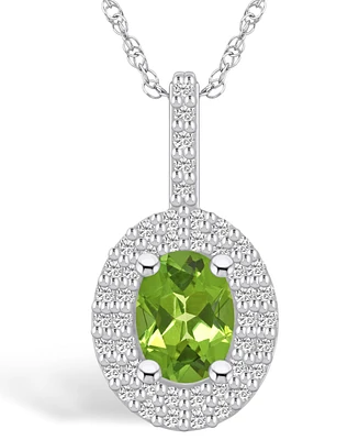 Macy's Peridot (1-1/3 Ct. T.w.) and Diamond (1/2 Ct. T.w.) Halo Pendant Necklace in 14K Gold