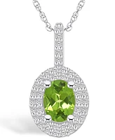 Macy's Peridot (1-1/3 Ct. T.w.) and Diamond (1/2 Ct. T.w.) Halo Pendant Necklace in 14K Gold