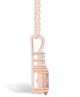 Macy's Morganite (1-1/7 Ct. T.w.) and Diamond (1/10 Ct. T.w.) Pendant Necklace in 14K Rose Gold