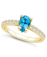 Macy's Blue Topaz (1 Ct. T.w.) and Diamond (1/3 Ring 14K Yellow Gold