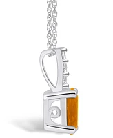 Macy's Citrine (1-1/5 Ct. T.w.) and Diamond Accent Pendant Necklace in 14K Gold