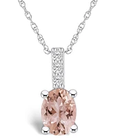 Macy's Morganite (1-1/7 Ct. T.w.) and Diamond Accent Pendant Necklace in 14K Gold