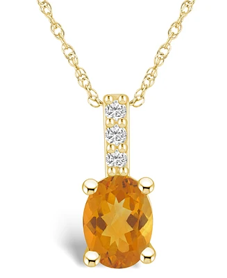 Macy's Citrine (1-1/5 Ct. T.w.) and Diamond Accent Pendant Necklace in 14K Yellow Gold