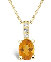 Macy's Citrine (1-1/5 Ct. T.w.) and Diamond Accent Pendant Necklace in 14K Yellow Gold