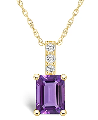 Macy's Amethyst (1-5/8 Ct. T.w.) and Diamond Accent Pendant Necklace in 14K Yellow Gold