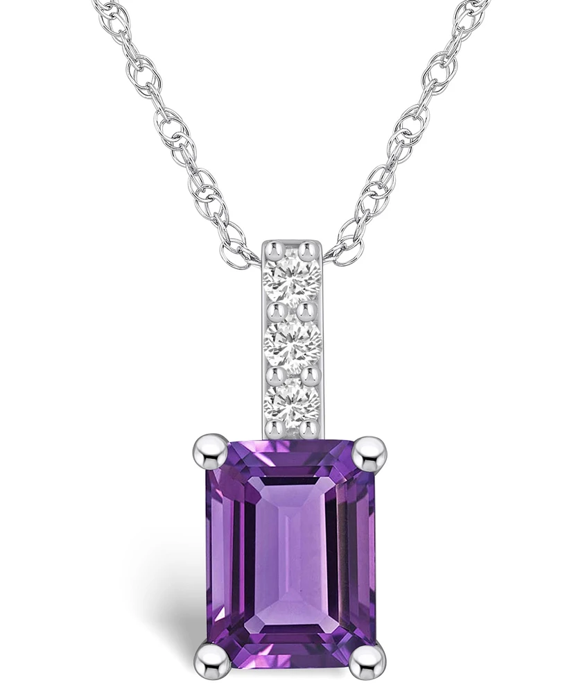 Macy's Amethyst (1-5/8 Ct. T.w.) and Diamond Accent Pendant Necklace in 14K Gold