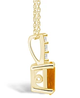 Macy's Citrine (1-1/5 Ct. T.w.) and Diamond Accent Pendant Necklace in 14K Yellow Gold