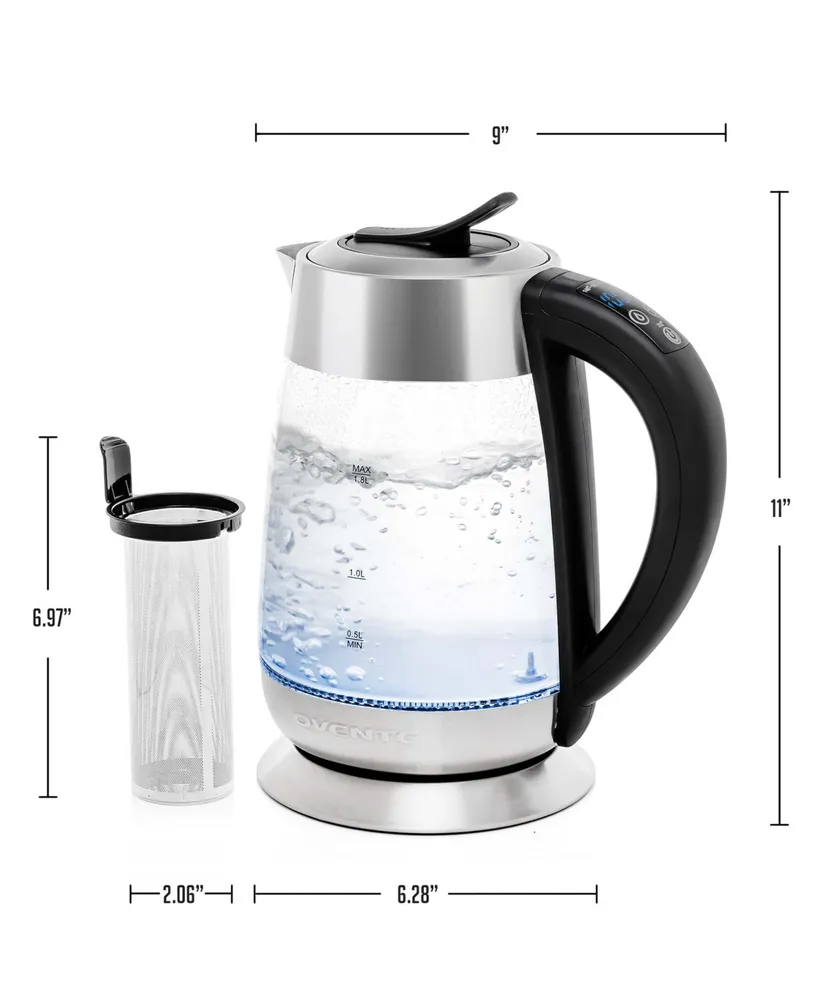 Ovente Glass Electric Tea Kettle 1.8 Liter Bisphenol A Free Cordless Body 1500 Watt, KG661S