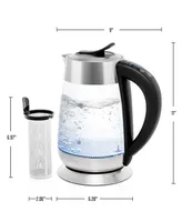 Ovente Glass Electric Tea Kettle 1.8 Liter Bisphenol A Free Cordless Body 1500 Watt, KG661S