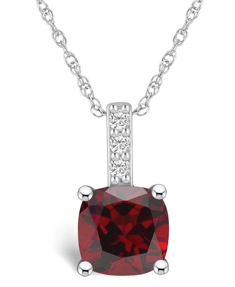 Macy's Garnet (-/ Ct. T.w.) and Diamond Accent Pendant Necklace in 14K Gold