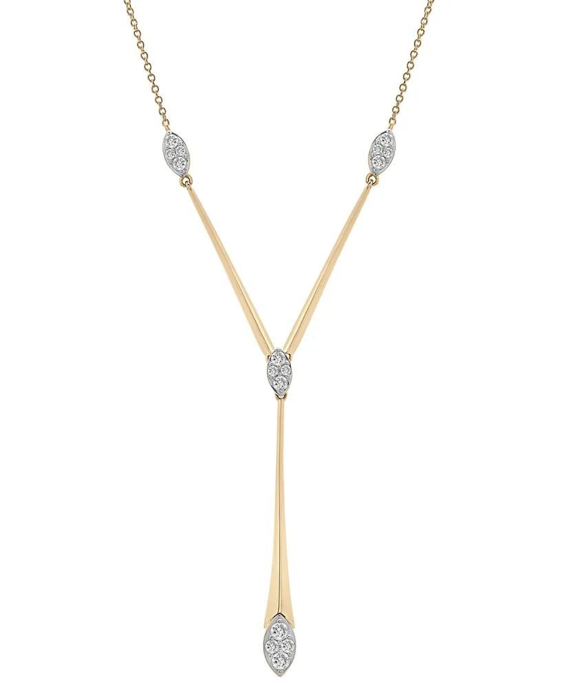 Wrapped in Love Diamond Cluster Elongated Lariat Necklace (1/2 ct. t.w.) in 14k Gold, 16" + 2" extender, Created for Macy's