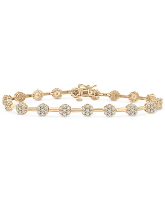 Wrapped in Love Diamond Flower Cluster Link Bracelet (2 ct. t.w.) in 14k Gold, Created for Macy's