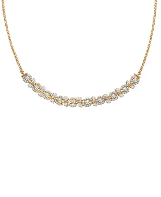 Wrapped in Love Diamond Swirl Curved Bar Statement Necklace (1 ct. t.w.) in 14k Gold, 15-1/4" + 2" extender, Created for Macy's