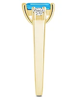 Macy's Blue Topaz and Diamond Ring (2 ct.t.w 1/4 ct.t.w) 14K Yellow Gold
