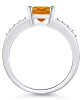 Macy's Citrine and Diamond Ring (2 ct.t.w 1/8 ct.t.w) 14K Gold