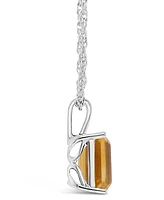 Macy's Citrine (3-1/7 ct. t.w.) Pendant Necklace in 14K White Gold