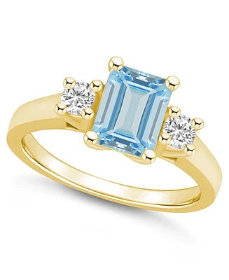 Macy's Aquamarine and Diamond Ring (1-3/8 ct.t.w 1/4 ct.t.w) 14K Yellow Gold
