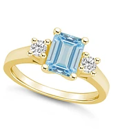 Macy's Aquamarine and Diamond Ring (1-3/8 ct.t.w 1/4 ct.t.w) 14K Yellow Gold