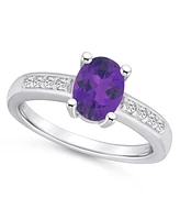 Macy's Amethyst and Diamond Ring (1-1/5 ct.t.w 1/8 ct.t.w) 14K Gold