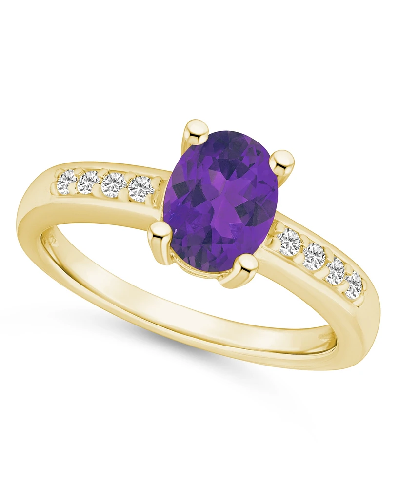 Macy's Amethyst and Diamond Ring (1- 1/5 ct.t.w 1/8 ct.t.w) 14K Yellow Gold